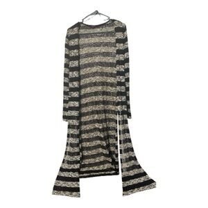 Ambiance Black and Beige Knit Cardigan